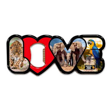 Toptan Hayvanat Bahçesi Temalı Myros Metal Love Açacak Magnet 114x47 mm - Myros
