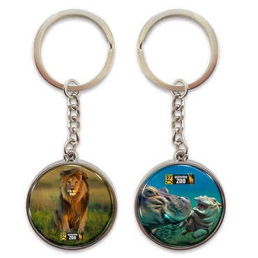 Zoo Themed Metal Double Face Round Keychain 40x95 mm