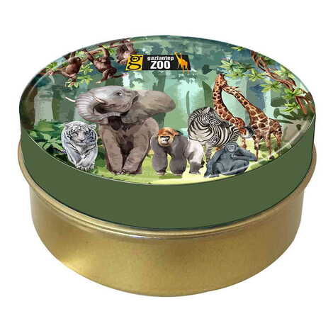 Toptan Hayvanat Bahçesi Temalı Myros Yuvarlak Metal Kutu 73x35 mm - 1