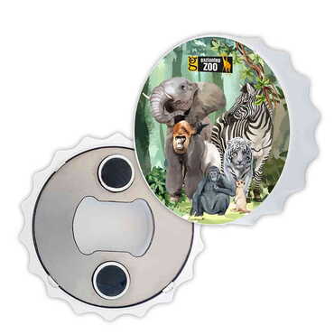 Zoo Themed Customised UV Printed Bottle Cap Shaped Plastic Base Bottle Opener 58x15 mm