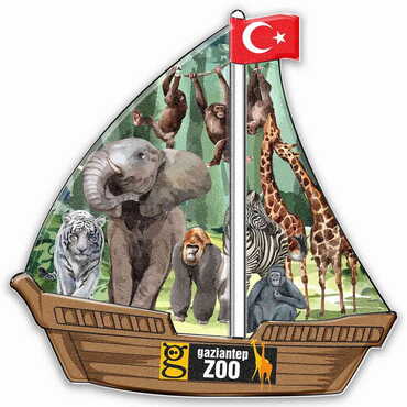 Toptan Hayvanat Bahçesi Temalı Uv Baskılı Yelken Şekilli Magnet 77x80 mm - Myros