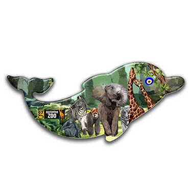 Toptan Hayvanat Bahçesi Temalı Uv Baskılı Yunus Şekilli Magnet 110x50 mm - Myros