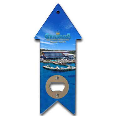 Myros - Hotel Themed Arrow Shaped Printed MDF Wooden Bottle Opener 193x82 mm