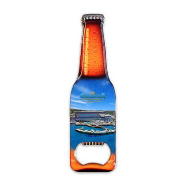 Myros - Hotel Themed Beer Bottle Shaped Metal Magnetic Bottle Opener 130x39 mm