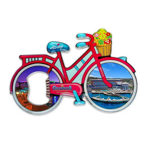 Hotel Themed Bicycle Shaped Metal Magnetic Bottle Opener 100x65 mm - 1