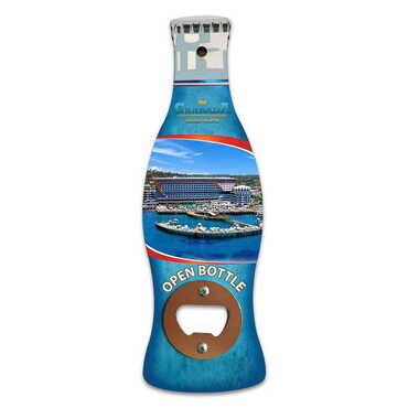 Myros - Hotel Themed Coke Bottle Shaped Printed MDF Wooden Bottle Opener 200x66 mm