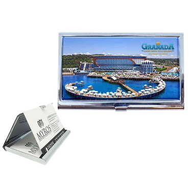 Myros - Hotel Themed Customised Metal Card Holder 94x60x8 mm