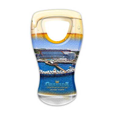 Hotel Themed Customised UV Printed Beer Glass Shape Plastic Base Bottle Opener 52x97 mm - 1