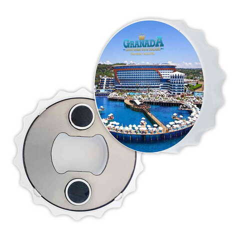 Hotel Themed Customised UV Printed Bottle Cap Shaped Plastic Base Bottle Opener 58x15 mm - 1