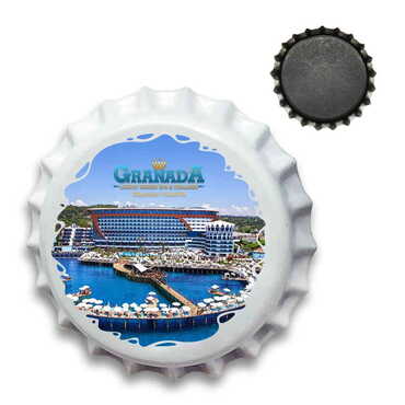 Hotel Themed Customised UV Printed Metal Crown Cap Shaped Fridge Magnet 30 mm - Myros