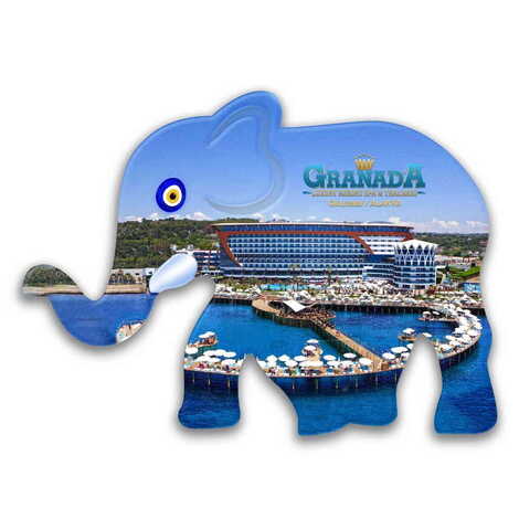 Hotel Themed Customised UV Printed Plastic Base Elephant Shaped Fridge Magnet 86x62 mm - 1