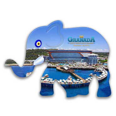 Myros - Hotel Themed Customised UV Printed Plastic Base Elephant Shaped Fridge Magnet 86x62 mm