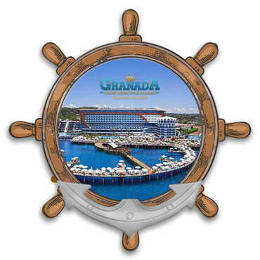 Hotel Themed Customised UV Printed Plastic Base Marin Rudder Shaped Fridge Magnet 82x82 mm - Myros
