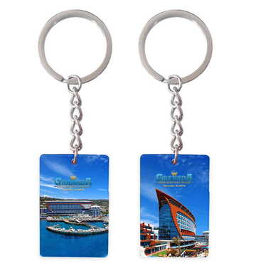 Hotel Themed Customised UV Printed Plastic Base Rectangle Keyring 31x106 mm - Myros