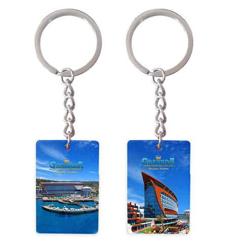 Hotel Themed Customised UV Printed Plastic Base Rectangle Keyring 31x106 mm - 1