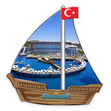 Myros - Hotel Themed Customised UV Printed Plastic Base Sail Ship Shaped Fridge Magnet 77x80 mm