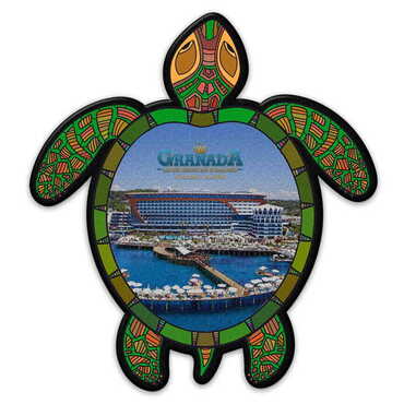 Myros - Hotel Themed Customised UV Printed Plastic Base Turtle Shaped Fridge Magnet 80x74 mm