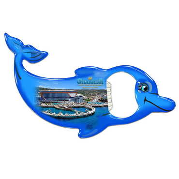 Myros - Hotel Themed Dolphin Shaped Metal Magnetic Bottle Opener 102x67 mm