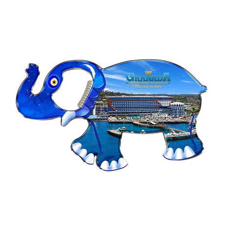 Hotel Themed Elephant Shaped Metal Magnetic Bottle Opener 98x61 mm - 1