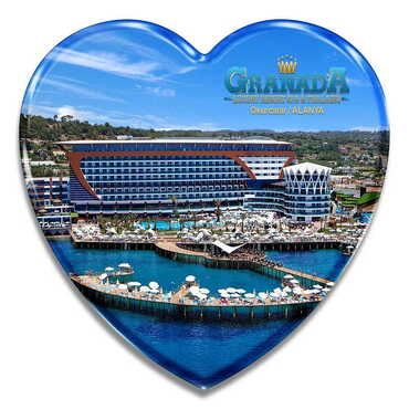Hotel Themed Epoxy Dome Heart Souvenir Fridge Magnet 65x60 mm - Myros