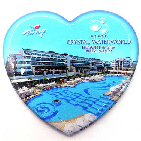 Hotel Themed Epoxy Dome Heart Souvenir Fridge Magnet 65x60 mm - 2