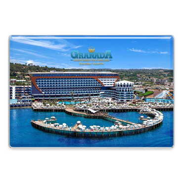 Myros - Hotel Themed Epoxy Dome Rectangular Souvenir Fridge Magnet 95x65 mm