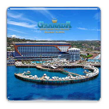 Myros - Hotel Themed Epoxy Dome Square Souvenir Fridge Magnet 65x65 mm