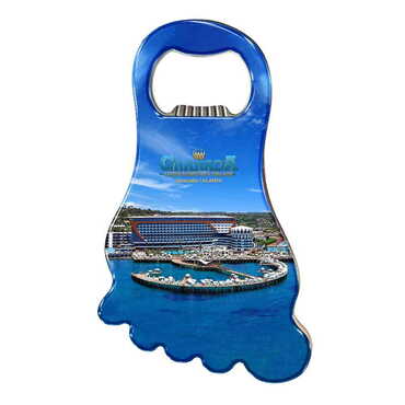 Hotel Themed Foot Shaped Metal Magnetic Bottle Opener 100x59 mm - Thumbnail