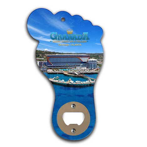 Hotel Themed Foot Shaped Printed MDF Wooden Bottle Opener 160x92 mm