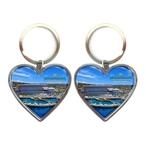 Hotel Themed Metal Heart ShapedDouble Face Keychain 45x90 mm - 1