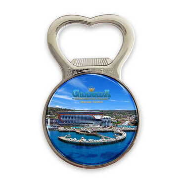 Myros - Hotel Themed Metal Magnetic Small Round Opener 38x60 mm