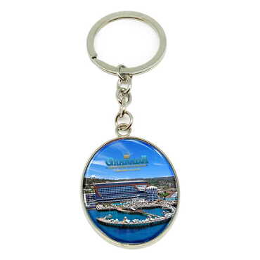 Myros - Hotel Themed Metal Oval Keychain 35x105 mm