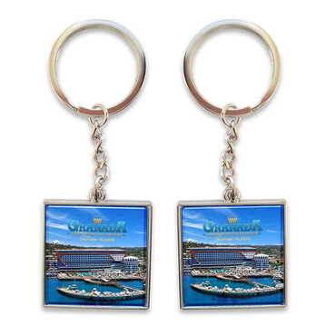 Myros - Hotel Themed Metal Square Shaped Double Face Keychain 36x95 mm