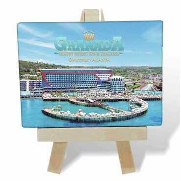 Hotel Themed Mini Print Canvas Magnet With Easel 70x100 mm - Thumbnail