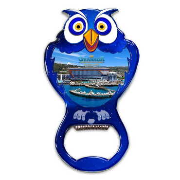 Hotel Themed Owl Shaped Metal Magnetic Bottle Opener 88x47 mm - 1
