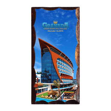 Hotel Themed Panaromic Printed Wooden Desktop Decor 53x117 mm - Myros