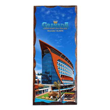 Hotel Themed Panaromic Printed Wooden Desktop Decor 75x166 mm - Myros