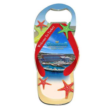 Myros - Hotel Themed Slipper Shaped Metal Magnetic Bottle Opener 110x45 mm