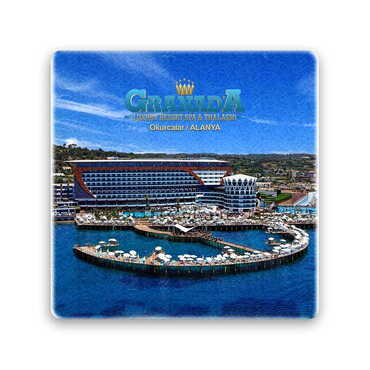 Hotel Themed Stone Square Souvenir Fridge Magnet 50x50 mm - Myros