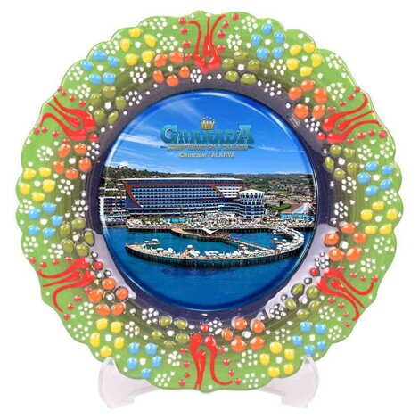 Hotel Themed Turkish Ceramic Plate With Epoxy 30 Cm