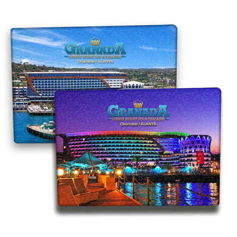 Hotel Themed Wooden Canvas Fridge Magnet 50x70 mm - 1