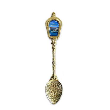 Myros - Hotel Themed Yellow Metal Souvenir Spoon 25x130 mm