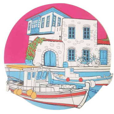 Myros - House Themed Wooden Customised Round Travel Coaster 100 mm