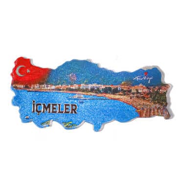 İçmeler Themed Metallic Map Refrigerator Magnet