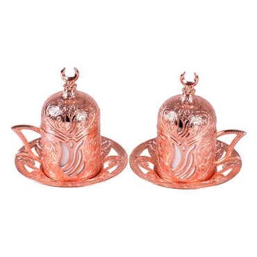 Ottoman Style Gold Metal ZamacTurkish Coffe Cup Set Of 2 pcs - 6