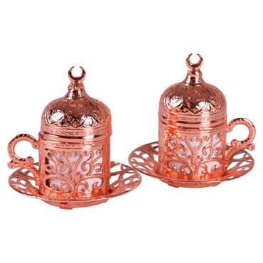 Ottoman Style Gold Metal ZamacTurkish Coffe Cup Set Of 2 pcs - 8