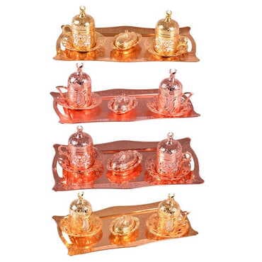 Ottoman Style Metal Gold Turkish Coffe Cup Set Of 2 pcs - 4