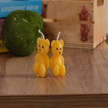 Set of Two Mini Teddy Bear Candles