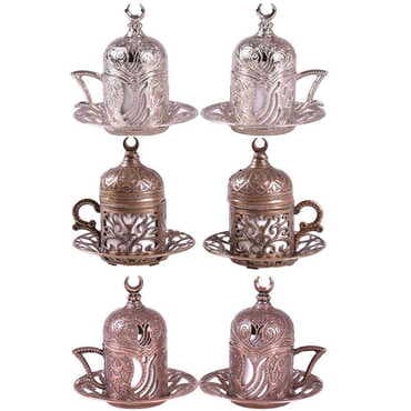 Ottoman Style Metal Turkish Coffe Cup Set Of 2 - 3