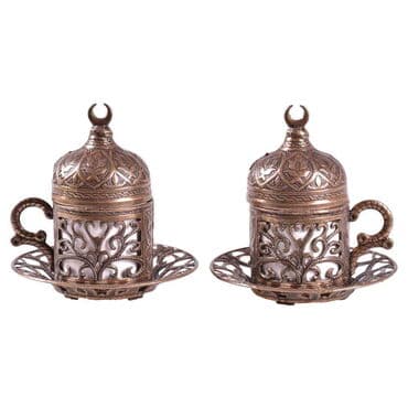 Ottoman Style Metal Turkish Coffe Cup Set Of 2 - 7